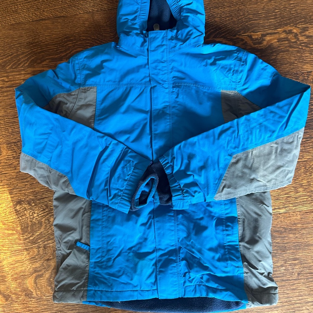 Lands End Boys Squall Waterproof Blue and grey ski snow jacket